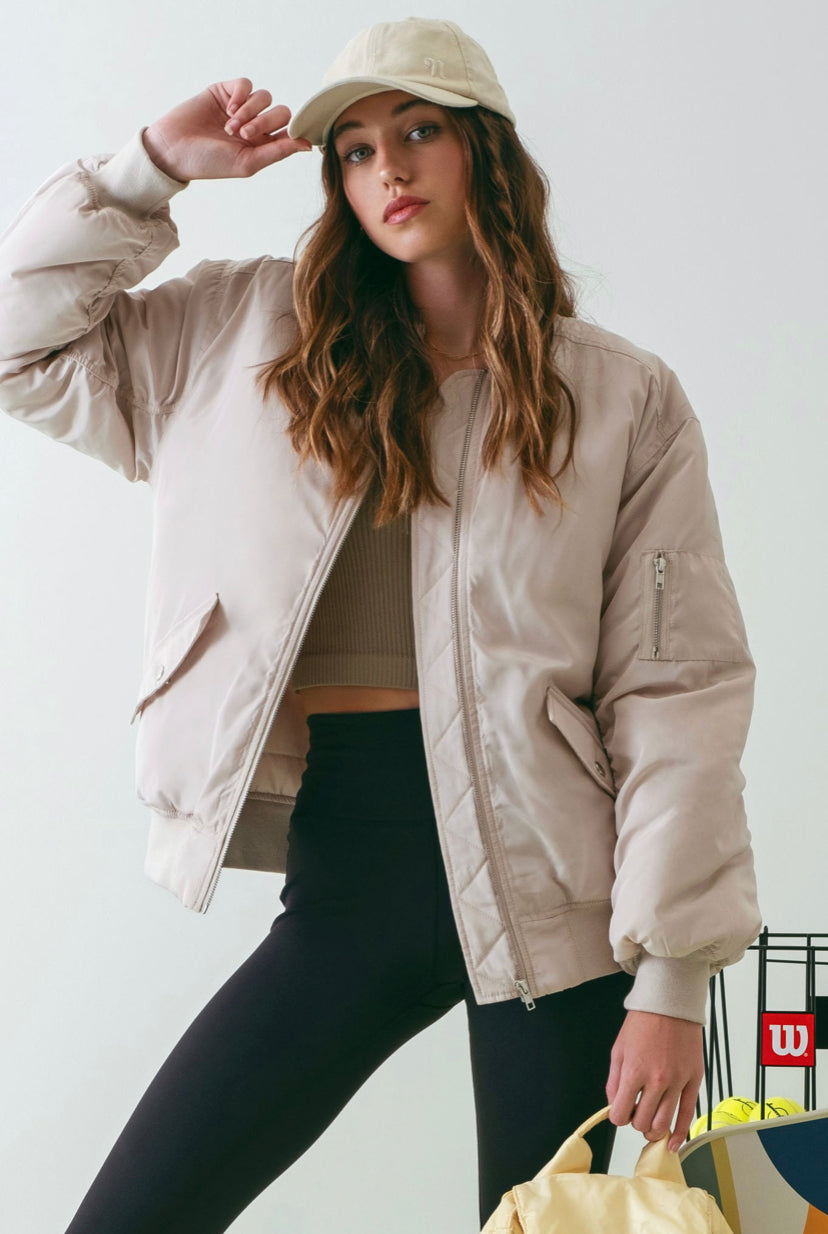 Puffed Bomber Jacket (Champagne)
